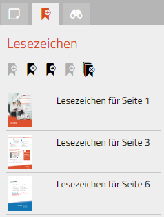 Bookmark-Funktionalität aus der Sidebar der Enterprise Demo